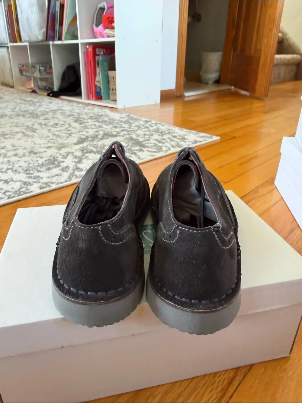 Children's Suede Wingtip Dress Shoes in Grey
